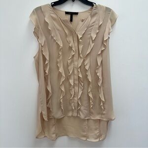 BCBGMaxAzria Beige Ruffled Blouse